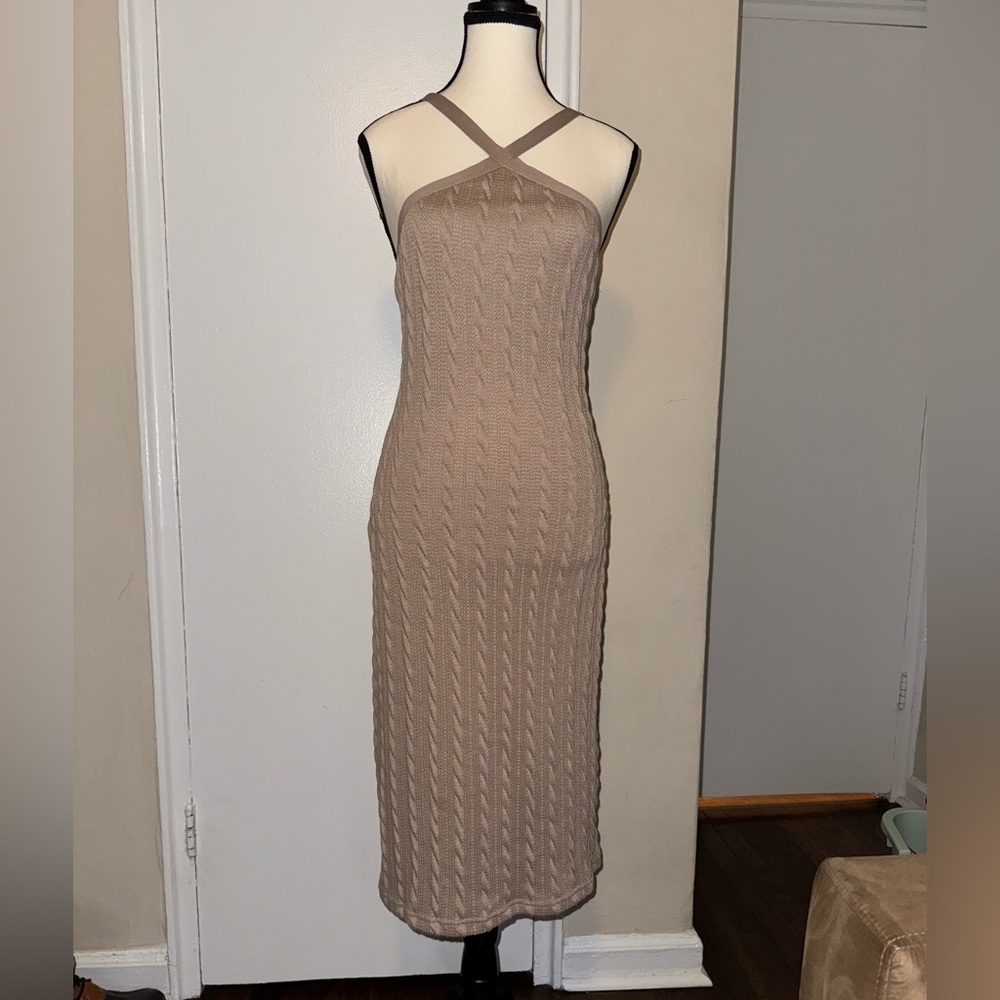 Elegant Tan Knit Dress